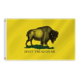 3×5 FT Dont Tread On Me Bison Flag,Large Novel Yellow Gasden Decor,Canada Buffalo Double Side Digital Printed 150D Polyester Banner With Canvas Header Brass Grommet For Outdoor Indoor Parade Car