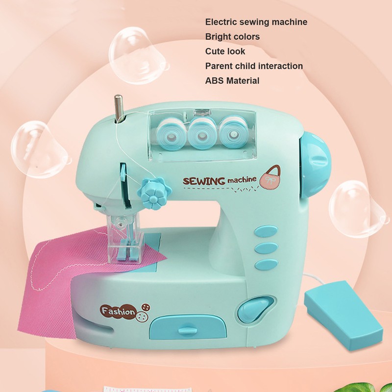 Children Electric Sewing Machine Toy with Threader Ruler Interesting Small