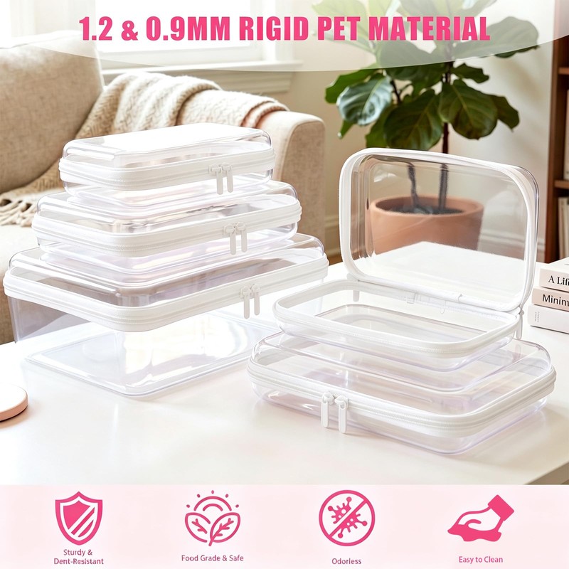 Clear Diaper Bag Organizer Pouches, Hard Shell Zipper Case for