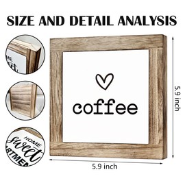 Wooden Coffee Decor Set - Freestanding Cafe Sign for Table, Shelf, Desk, Counter - Coffee Bar & Station Decor for Home & Kitchen