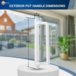 Easy Fix Hardware 10" PGT Exterior Sliding Door Kit Handle for Sliding Patio Glass Doors | PGT Exterior Sliding Door Handle Replacement | Fix and Repair Sliding Door Handle (White)