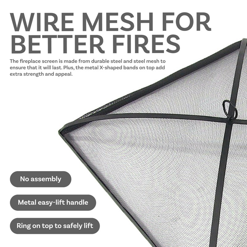 Sunnydaze Heavy-Duty Steel Mesh Fire Pit Spark Screen Cover -