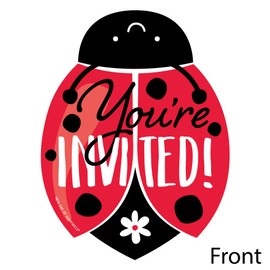 Big Dot of Happiness Happy Little Ladybug - Shaped Fill-In Invitations - Baby Shower or Birthday Party Invitation Cards with Envelopes - Set of 12
