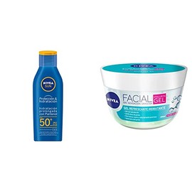 NIVEA SUN Protector Solar Corporal Hidratante Protect  Moisture (125 ml), Bloqueador Solar Resistente al agua con FPS 50, NIVEA Gel Facial...         