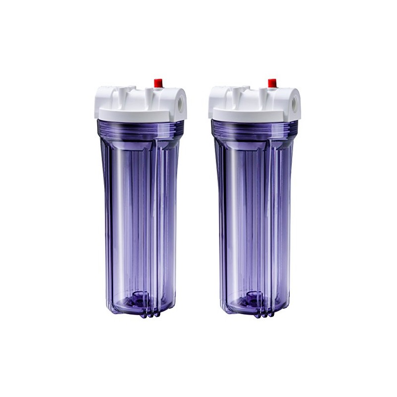 Ispring Hc14X2 Transparent Water Filter Housings 10Inch 1/2Inch Inlet/Outlet, Ro/Aquarium,