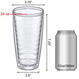 Amazing Abby - Alaska - 24-Ounce Insulated Plastic Tumblers (Set of 6), Double-Wall Plastic Drinking Glasses, All-Clear Reusable Cups, BPA-Free, Shatter-Proof, Dishwasher-Safe