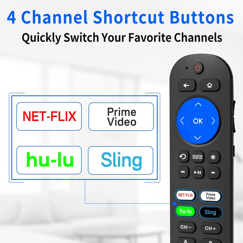 Programmed Remotes for Roku Remote Replacement with Volume Key -