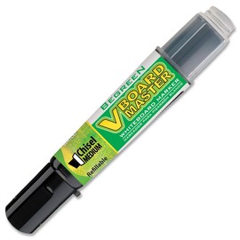 PILOT V Board Master BeGreen Refillable Dry-Erase Markers, Chisel Tip, Black Ink, 12 Count