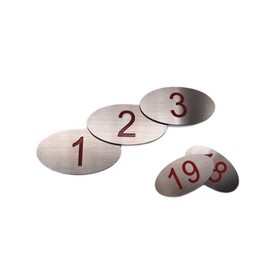 NanTun 304 Stainless Steel Engraved Oval Table Red Numbers (1-10) Pubs Restaurants Clubs - 1 to 10