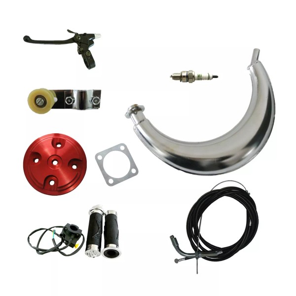 Unbranded CNC Red Cylinder Head Cover&Muffler Exhaust Piep For 66cc
