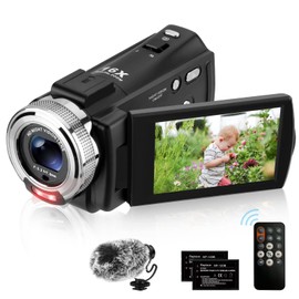 ORDRO V12 Video Camera 1080P Camcorder with Mini Microphone, Digital Video Camera for Youtube Vlogging, 1080P Mini Video Camcorder for Beginners/Children/Teenagers/Students