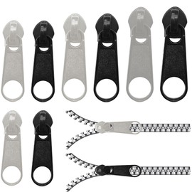 XPEX Pack of 6 Zip Slider Replacement, Zip Repair Kit, Removable Zip Zip Pull Fixer Zip for Clothes, Bag, Luggage, Bed Train (Black/Silver), b
