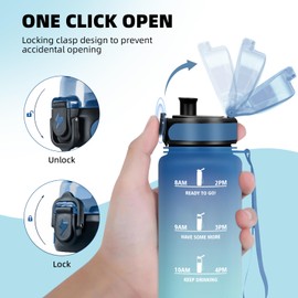 Grsta Children's Drinking Bottle, Water Bottle with Filter, Leak-Proof with Motivational Slogan, Sports Water Bottle 500 ml, Can Be Carried, for School, Yoga, Outdoor, Blue/Green