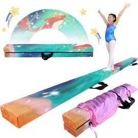FC FUNCHEER 8FT Folding Balance Beam -Gymnastics Floor Beam - Gymnastics Equipment- Anti-Slip Bottom - Suede Cover - Carry Bag for Kids/Adults Home & Gym Center
