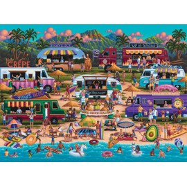 Buffalo Games - Pun Fuzzles - Hawaiian Food Truck Festival - 1000 Piece Jigsaw Puzzle For Adults -Challenging Puzzle Perfect for Game Nights - Finished Size is 26.75 x 19.75
