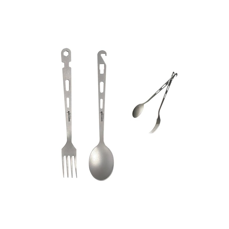 Dawn Deer Titanium Fork & Spoon Set - Camping Tongs