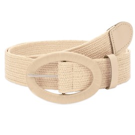 WHIPPY Straw Woven Elastic Waist Belt for Women Boho Women Braided Rattan Wide Belt Stretch Waist Belt, beige