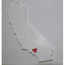 CALIFORNIA STATE OUTLINE LOS ANGELS HEART CUTOUT HOLIDAY ORNAMENT USA PR244-CA