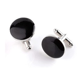 YKKJ 1 Pair Men's Cufflinks Wedding Cufflinks Stainless Men's Cufflinks for Men Shirt Business Wedding or Birthday Gift, Black, Stainless Steel