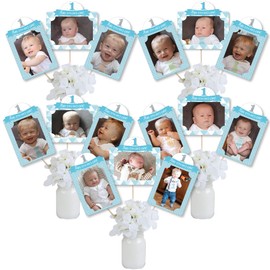 Big Dot of Happiness 1st Birthday Boy - Fun to be One - First Birthday Party Picture Centerpiece Sticks - Photo Table Toppers - 15 Pieces
