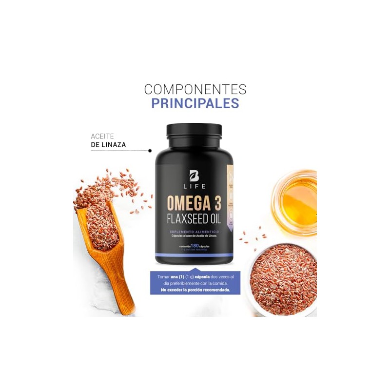 B Life Aceite de Linaza Puro Omega 3 con 180