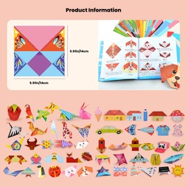 Children's Origami Set,Suitable for 6-12 Year olds,Comes with an Origami Instruction Manual and 108 Sheets of 54 Different Pattern Origami Art Items.It is Suitable as a Gift for Children.