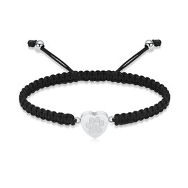 VCCWYQK Paw Print Heart Urn Bracelet for Ashes for Dog Cat Bangle Stainless Steel Memorial Keepsake Urn Jewellery for Pet Ashes, Stainless Steel, No gemstone