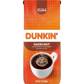 Dunkin' Donuts Medium Roast Ground Coffee, Hazelnut (Pack of 4)