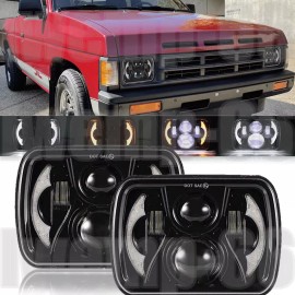 Unbranded Pair For Nissan Hardbody D21 Pickup 5X7" 7x6" inch LED Headlights Hi/Lo Beam DRL