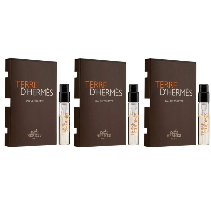 3 Vials Samples TERRE D'HERMES by HERMES for Men 0.06