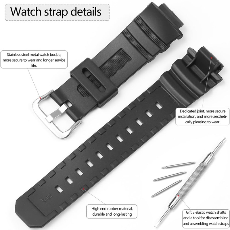 Ruuber Replacement Band Compatible with Casio G Shock AWG-M100 AWGM100B