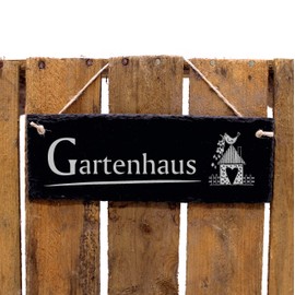 Engraved Slate Sign - Garden House - Slate Decorative Sign Garden Sign 22 x 8 cm | Dekolando Home Accessories