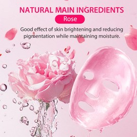 Rose Face Sheet Mask For Women,Cleansing Moisturizing Hydrating Daily Facial Masks Skincare Even Skin Tone for Dry Dull Oily Skin -All Skin Types (10 Pack)