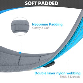 Joytale Dog Collar for Large Dogs, Neoprene Padded and Adjustable, Reflective Wide Heavy Duty Pet Collars with Durable Metal Belt Buckle for Walking, Sky Blue, L