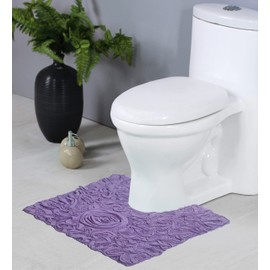Home Weavers Bell Flower Collection 20"x20" Contour 100% Cotton Tufted Bath Rugs, Extra Soft and Absorbent Bath Rugs, Non-Slip Bath Mats, Machine Washable, Bathroom Bath Mats for Floor, Purple