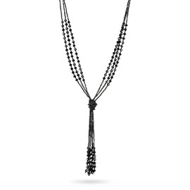 Urban Jewelry The 1920's Collection Vintage Style Charcoal Black Multitier Beaded Womens Necklace (35 inches)