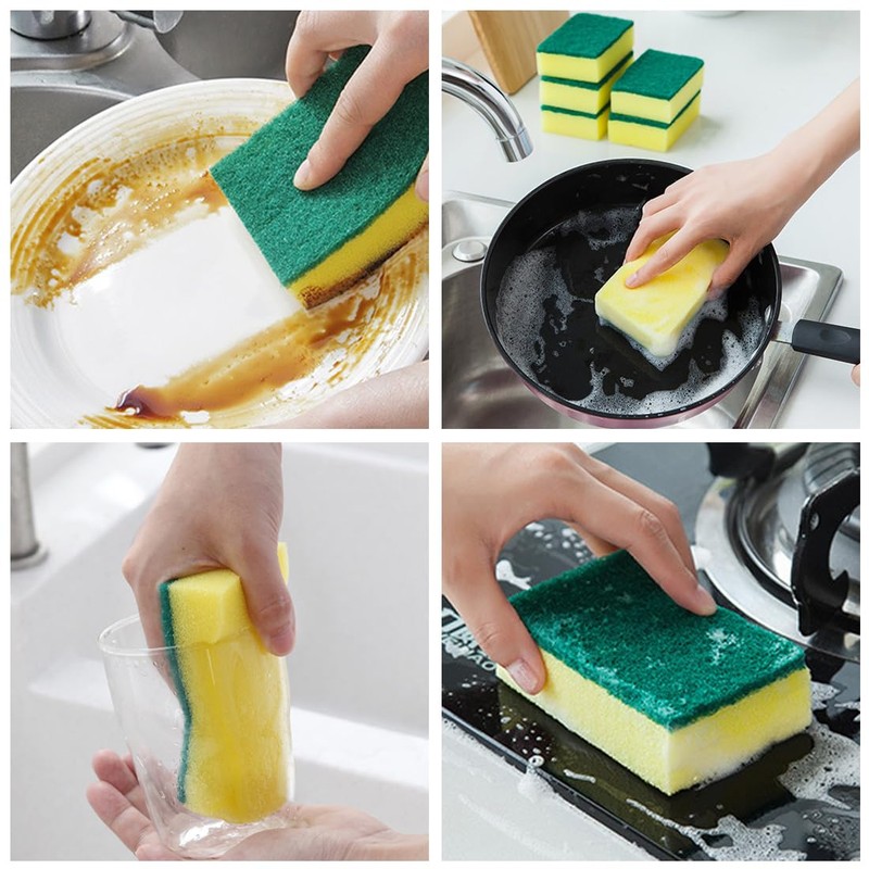 10 Pack Kitchen Cleaning Sponges, Dual-Sided Dish-Washing & Cleaning Sponge