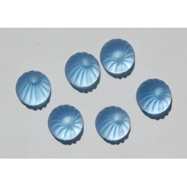 Yummy Treasures Vintage Light Sapphire Blue Ribbed Cabochons 10mm (6)   cab381B