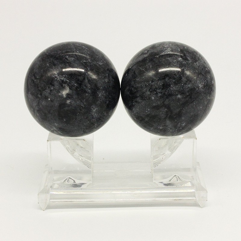 5,1 cm Baoding Bolas de mármol negro bola de piedra chino
