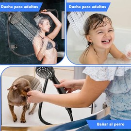 Set de Regadera Combinada 2 en 1Ducha Alta Presión Negra 6 Cabezal de LluviaKit Antiobstrucción Ahorrador de Agua Fácil Instalación con Manguera y