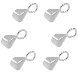 Murtenze 6 Pack Sterling Silver Slider Pendant Clasp, 925 Silver Connector Open Loop Bails, Made in Italy for Jewelry Making