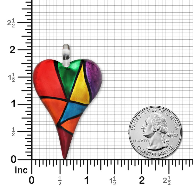 CHUVORA Glass Heart Necklace for Women - Mosaic Glass Heart