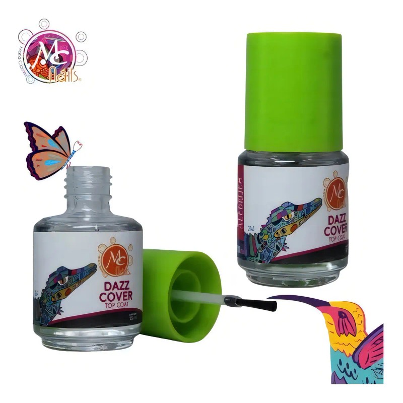 Esmalte Brillante Dazz Cover Top Coat Para Uñas. Mc Nails