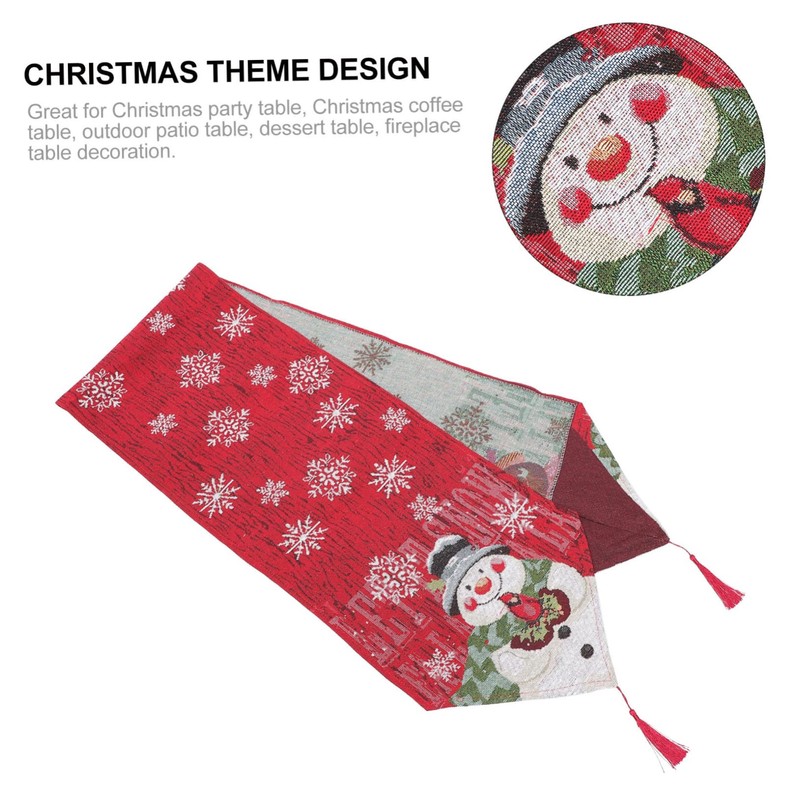WOONEKY 1pc Christmas Table Cover Snowman Pattern Decorative Tablecloth Xmas