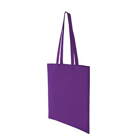 Hyper Mart Cotton 5oz(150gsm) Eco friendly Plain Natural Reusable Shopping Tote Bags Eco Friendly Long Handle Grocery Bag (Purple, 10 bags)