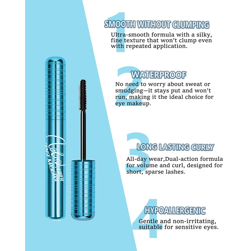 Mascara for Older Women 60 Plus,Black Waterproof Prime Mascara,2Pcs