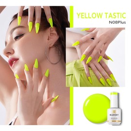 BLUESKY Yellow Neon Gel Nail Polish Long Lasting Soak Off Gel Polish| Professional Salon Quality for Home DIY Vegan&Cruelty-Free Manicure Nail Lamp Needed 0.5 Fl Oz N08P Yellow Tastic