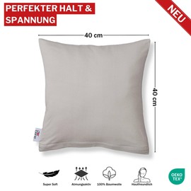 DarBene Cushion Cover 40 x 40 cm (Set of 2 Jersey Cushion Covers) - 100% Cotton with YKK Zip, Soft Pillowcase 40 x 40 cm, Cushion Cover 40 x 40 cm, Oeko-Tex, Upholstery Cover, Light Grey