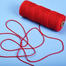 100m Red Christmas Twine Cotton String Natural Jute Rope Baker Twine Wrapping Sting Thread for Gift Wrapping DIY Crafts Gardening Home Kitchen (Red)