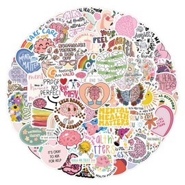 Luzhans Mental Health Waterproof Sticker Set Gift for Teenagers Adults Pack of 100 Vinyl Stickers Decoration for Car Motorcycles Bicycle Skateboard Snowboard Luggage Laptop Scrapbook Car Suitcase